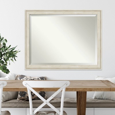Regal Birch Cream Rustic Rectangular Wall Mirror 41.82" x 52.2"