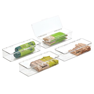 mDesign Small Plastic Stackable Kitchen Storage Box, 4 Pack + 32 Labels ...