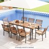 Tangkula 8-Person Outdoor Dining Table 79 Inch Acacia Wood Patio Table with Umbrella Hole Metal Legs & Adjustable Foot Pads - 3 of 4