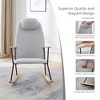 SKRAN Adjustable Headrest Pillow Rocking Chair, Leather Upholstered Glider Rocker with High Backrest for Nursery, Bedroom,Living Room (Light Gray) - 4 of 4