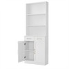 TiramisuBest Bathroom Storage Cabinet, Cabinet with Two Doors and Drawers, Adjustable Shelf, Three-layer Open Shelf, MDF Board, White - 2 of 4