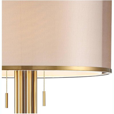 Granview 70.5" Antique Brass Metal Floor Lamp with Organza and Linen Shade