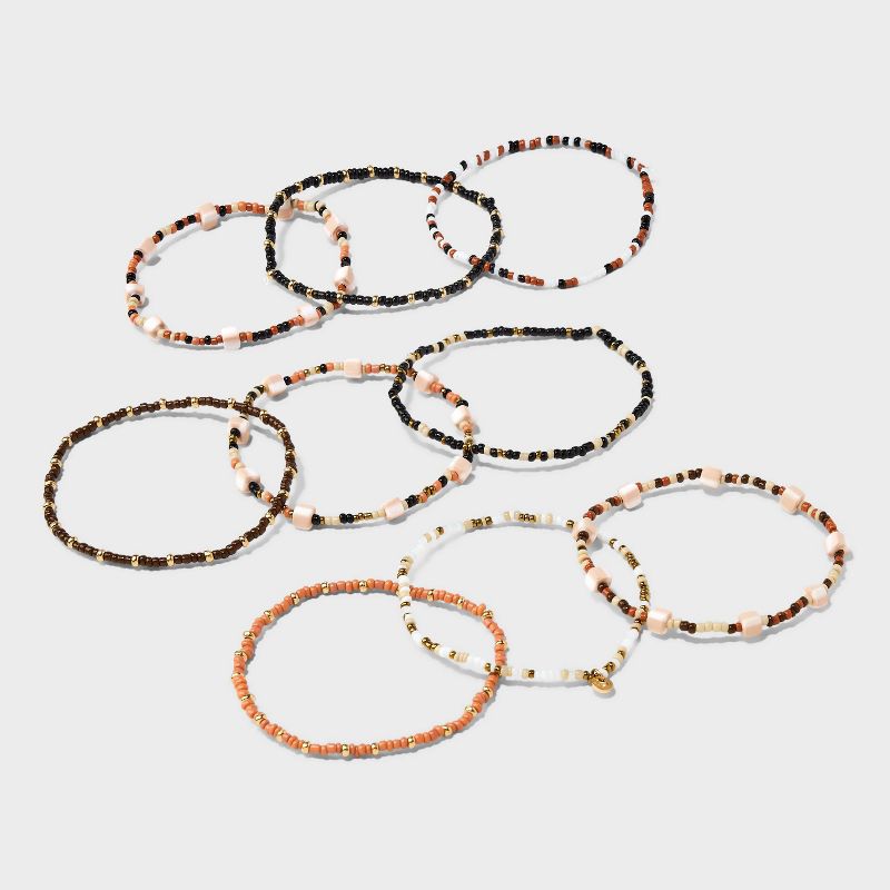 Mini Beaded and Disc Charm Bracelet Set 9pc - Universal Thread&#8482; Natural, 1 of 6