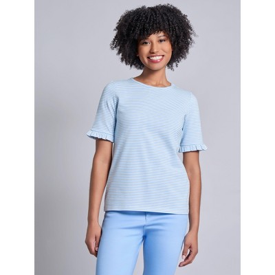 Plus Size Ruffle Sleeve Stripe Top