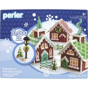 Perler Fused Bead Kit-3D Holiday Gingerbread Village - 1 of 4