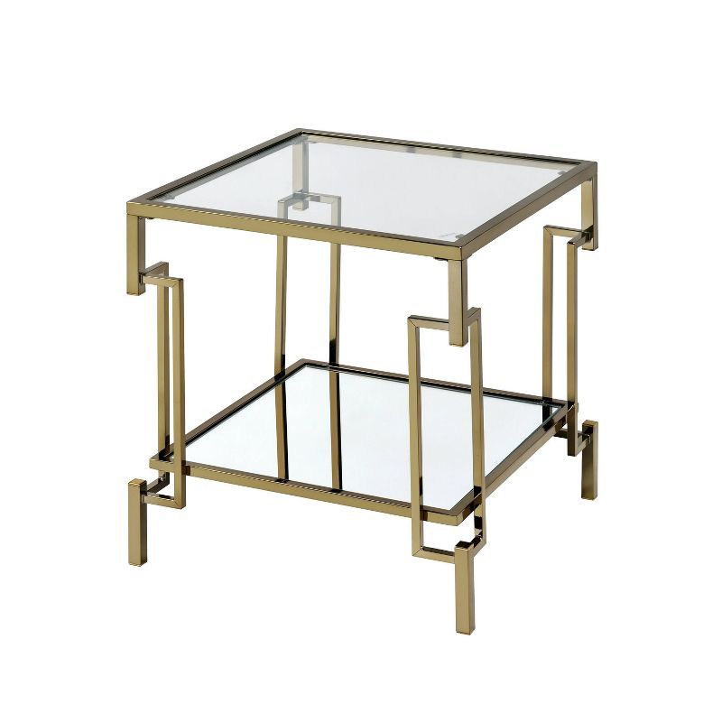 Costa Mesa Square Glass Top Contemporary End Table Champagne - miBasics, 1 of 8