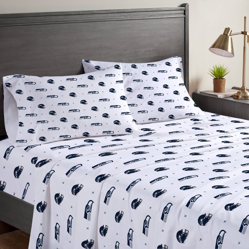NFL Seattle Seahawks Small X Queen Sheet Set - 3pc, 1 of 4