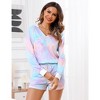 Women's Loungewear Printed Hooded Long Sleeve Sweatshirt Shorts Casual Homewear Set - 2 of 4