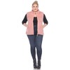 Plus Size Zip up High Pile Fleece vest -White Mark - 4 of 4