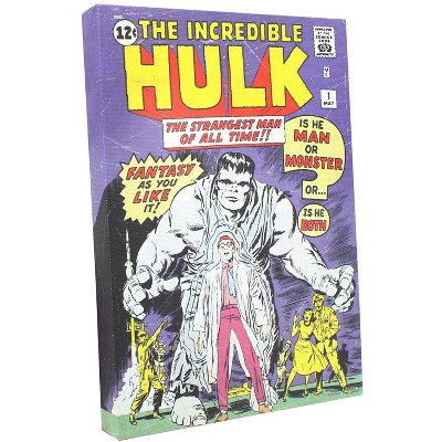 Geek Fuel c/o INDUSTRY RINO Marvel Comic Cover 9 x 5 Inch Canvas Wall Art | The Incredible Hulk #1