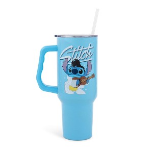 Silver Buffalo Disney Lilo & Stitch Elvis Stainless Steel Tumbler With Handle | Holds 40 Ounces - 1 of 4