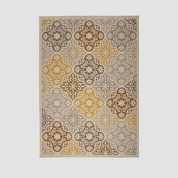 8' x 11' Winnett Floral Outdoor Rug Ivory/Gray - Christopher Knight Home