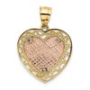 Black Bow Jewelry 14k Two Tone Gold Polished and Satin Heart Pendant, 22mm - 3 of 4
