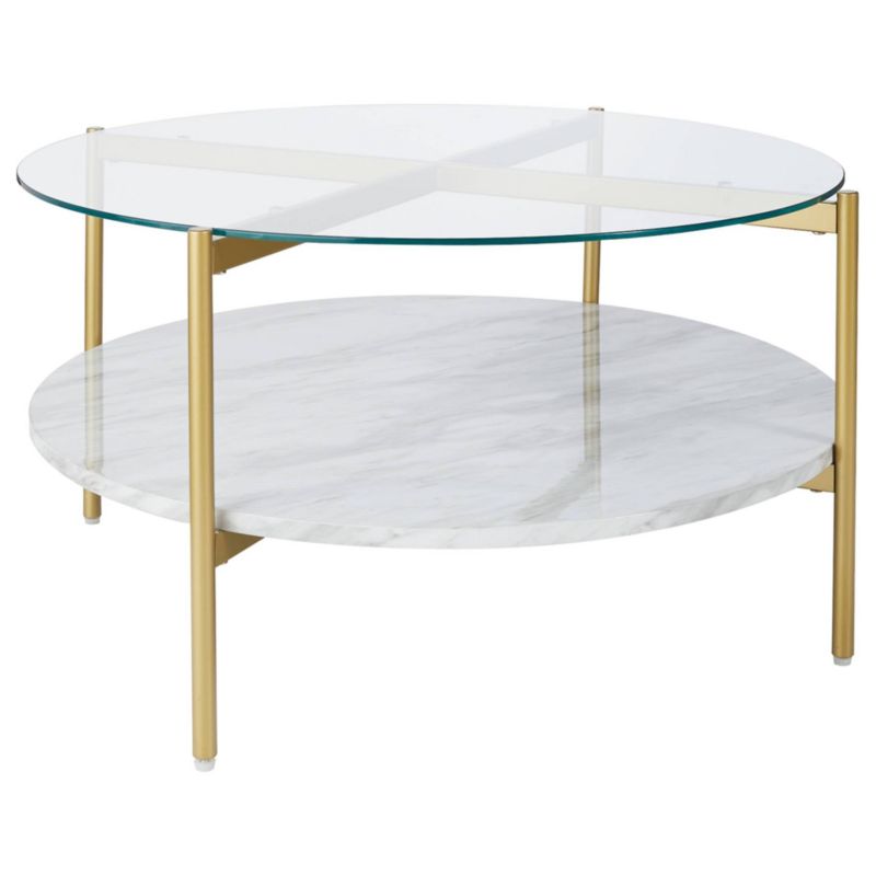 Wynora Round Cocktail Table White/Gold - Signature Design by Ashley, 1 of 5
