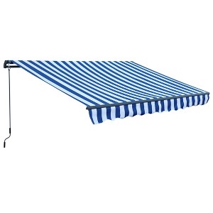 Aoodor 12'x  8' x 5' Retractable Window Awning Sunshade Shelter,Polyester Fabric,with Retractable Brackets and Three Wall Bases - 1 of 4