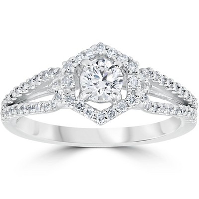 Pompeii3 5/8CT Diamond Vintage Halo Engagement Ring 14K White Gold