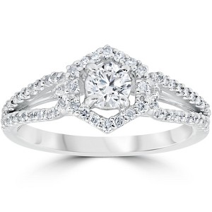 Pompeii3 5/8CT Diamond Vintage Halo Engagement Ring 14K White Gold - 1 of 4