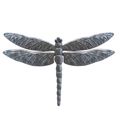 VIP Metal 13.5 in. Gray Metal Dragonfly Wall Decor