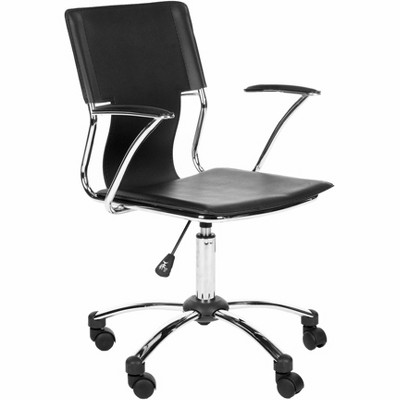 Transitional Kyler Black Leather & Metal Desk Chair