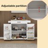 Kitchen island rolling trolley cart with 1 drawer & 2 doors with Adjustable Shelves & towel rack & seasoning rack rubber wood table top - Black - 3 of 4