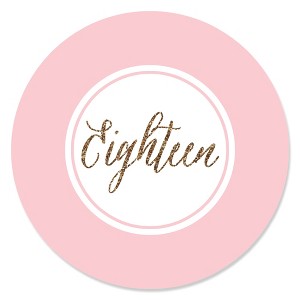 Big Dot of Happiness Chic 18th Birthday - Pink and Gold - Birthday Party Circle Sticker Labels - 24 Count - 1 of 4