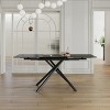 Modern Rectangular Extendable Dining Table for 6-8, Sintered Stone Kitchen Table or Dining Room Table with Crossed Metal Legs-The Pop Home - 2 of 4