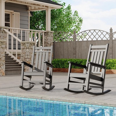 Oversized Rocking Chairs, All Weather Resistant HDPE Outdoor Rocking Chair, High Back Outdoor Rocker for Porch, Patio, Lawn, Garden