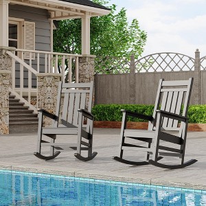 Oversized Rocking Chairs, All Weather Resistant HDPE Outdoor Rocking Chair, High Back Outdoor Rocker for Porch, Patio, Lawn, Garden - 1 of 4