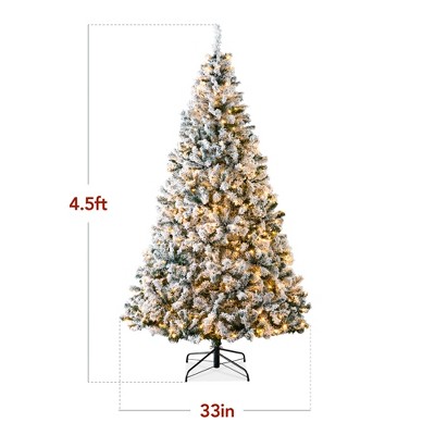 4.5ft Snow Flocked Pine Christmas Tree with Warm White Lights