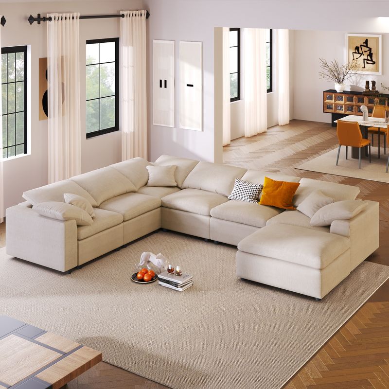 129.3" Oversized Modular L Shaped Sectional Sofa with Ottoman for Living Room and Spacious Space - ModernLuxe, 1 of 14