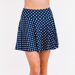 Calypsa Women's High Waisted Chlorine Resistant Flowy Swim Skirt With Attached Shorts - 1 of 4