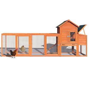 Outdoor Large Chicken Coop Hen Run House Chicken Coops With Nest Box For 6 Chickens 122x26x44.5 Inches - 1 of 4