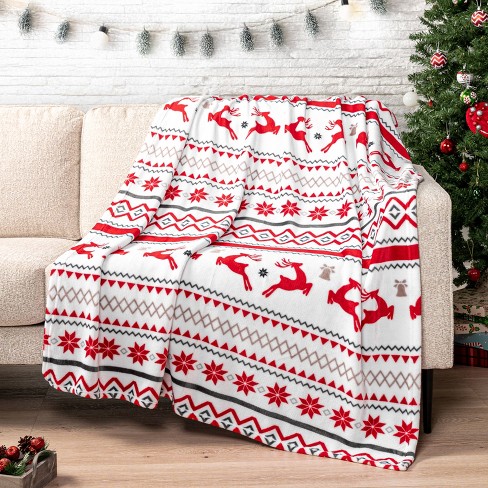 Pavilia Soft Waffle Blanket Throw For Sofa Bed Lightweight Plush Warm Blanket For Couch White Reindeer throw 50x60 Target