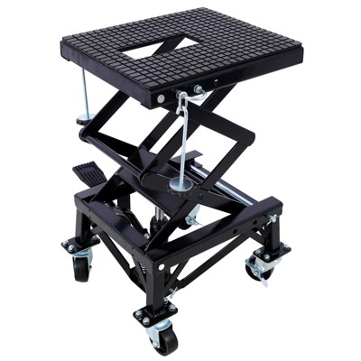 300 Lbs hydraulic motorcycle scissor jack with 4 wheels, foot pedal heavy-duty jack bracket, off-road bicycle, portable lifting platform