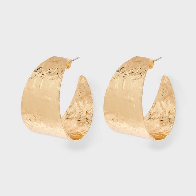 Hammered Hoop Earrings - A New Day™ Gold