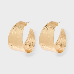 Hammered Hoop Earrings - A New Day™ Gold - 1 of 3