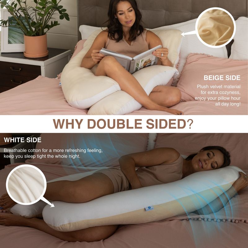 PharMeDoc Pregnancy Pillow, U-Shape Full Body Maternity Pillow, Jersey Cotton Cover, 4 of 9