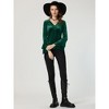 INSPIRE CHIC Women's Regular Fit V Neck Velvet Flare Long Sleeve Peplum Blouse - 3 of 4