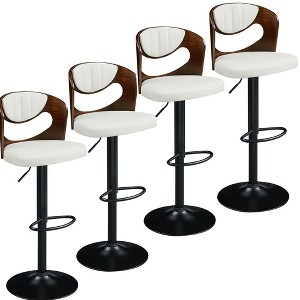 VECELO Swivel Bar Stools Height Adjustable Wooden Barstools, Set of 2 Seats - 1 of 4