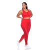 Plus Size Racer Back Sports Bra & Mesh Leggings Set - White Mark - 4 of 4