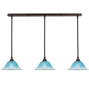 Toltec Lighting Any 3 - Light Chandelier in  Dark Granite with 10" Teal Crystal Shade - 1 of 1