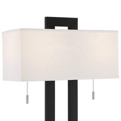 Black Metal Rectangular Table Lamp with USB Port