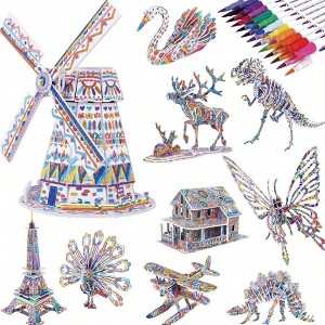 3D Coloring Puzzle Set, Arts Crafts for Fun Educational Painting Kit with Supplies, Birthday Gift - 1 of 4