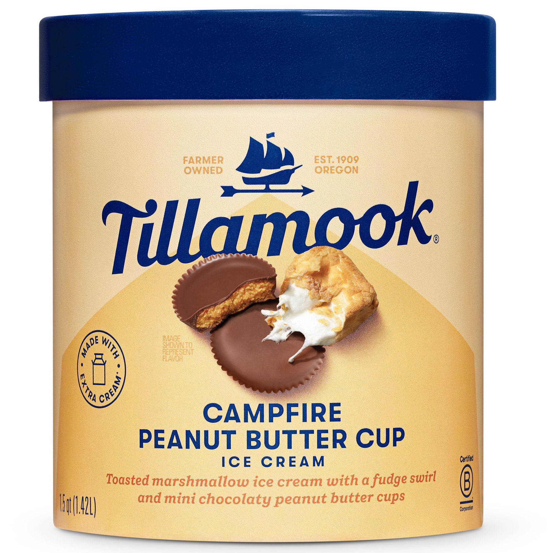 Tillamook Campfire Peanut Butter Cup Frozen Ice Cream - 1.5qt