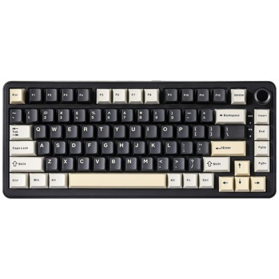 MaseiKar B75 Mechanical Keyboard,75% Layout with Knob,Hot Swappable RGB Backlit Gasket Mounted, Double-Shot PBT Keycaps(Black, Milk V2 Linear Switch)