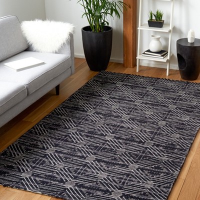 Marbella Black and Ivory Handwoven Wool Area Rug 3' x 5'