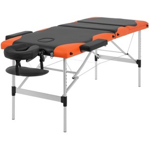 FDW Massage Bed 83 inch Spa Bed 3 Folding Portable Massage Table Height Adjustable Lightweight Aluminium Bed,Orange - 1 of 4