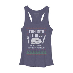 Women's Design By Humans Fitness Whole Turkey Ugly Christmas Sweater By shirtpublic Racerback Tank Top - 1 of 3