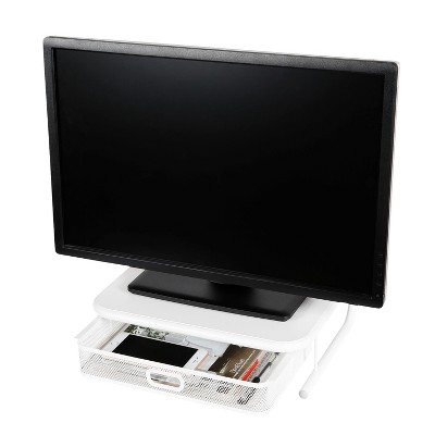 Mesh Monitor Stand with Drawer White - Made By Design™