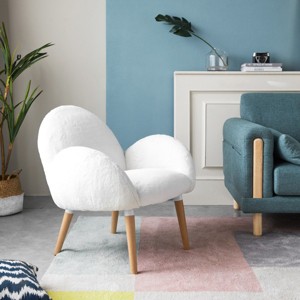 Lamb Fabric Sofa Chair,Upholstered Accent Chair With Solid Wood Beech Frame,Lazy Sofa Armchair For Living Room Hotel-Cuddlewood - 1 of 4